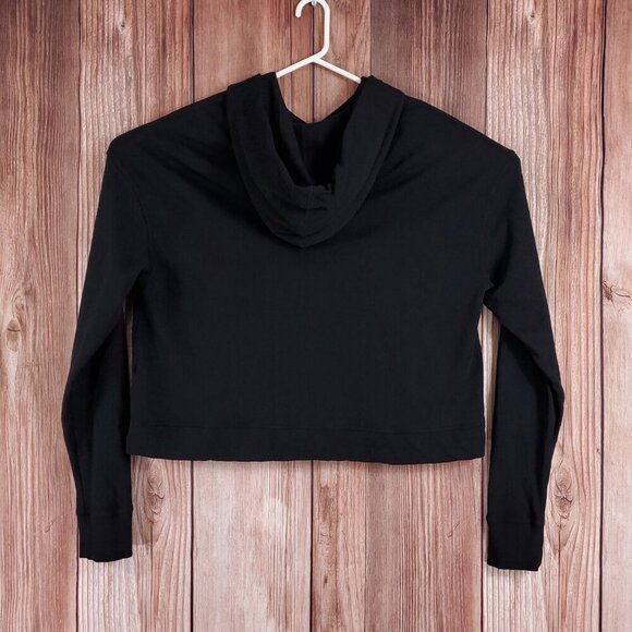 James Perse Womens Size 3 Large Relaxed Crop Hoodie Black Cotton - Picture 4 of 11